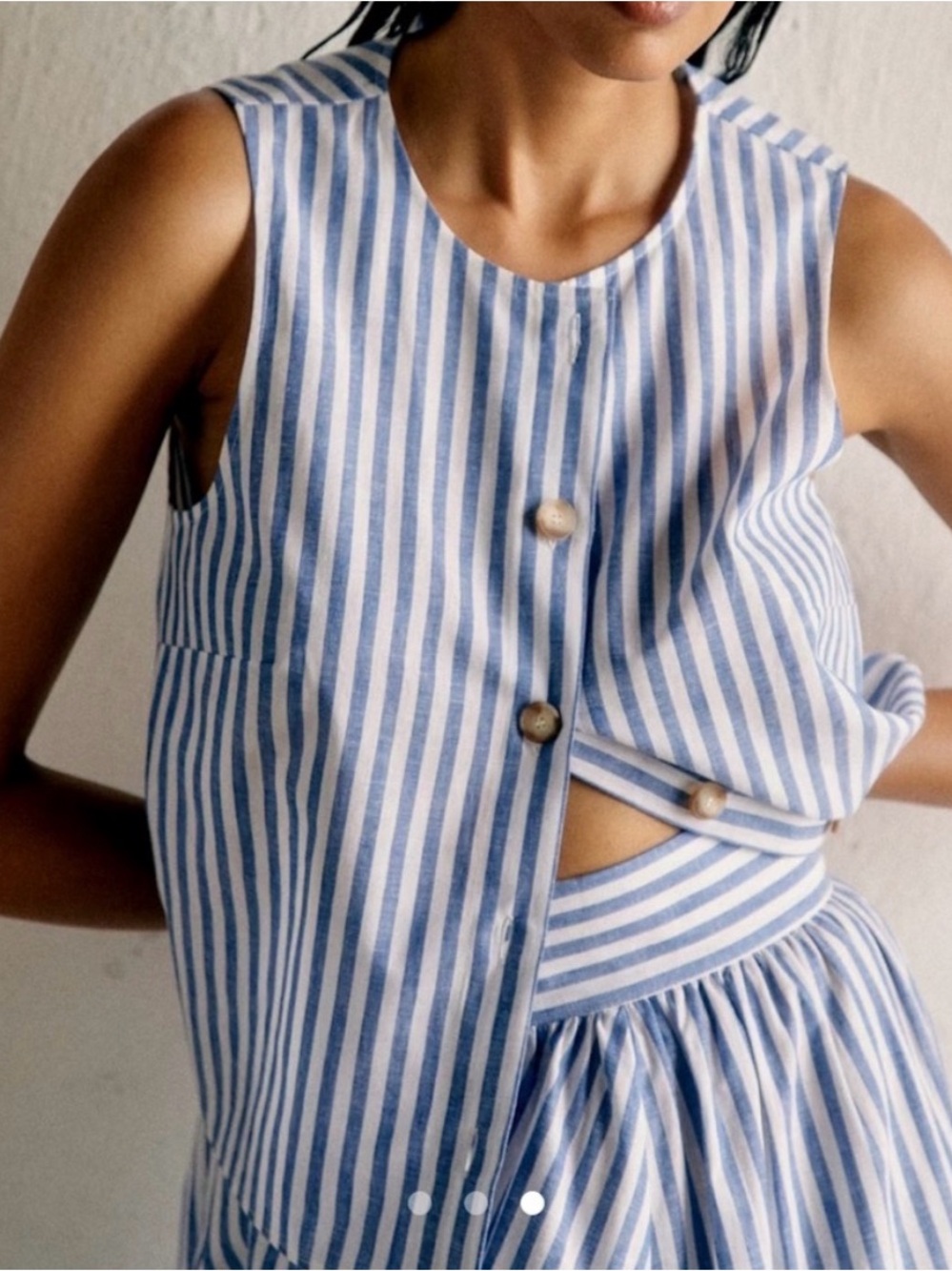 Sezane Blue and White Striped Blouse